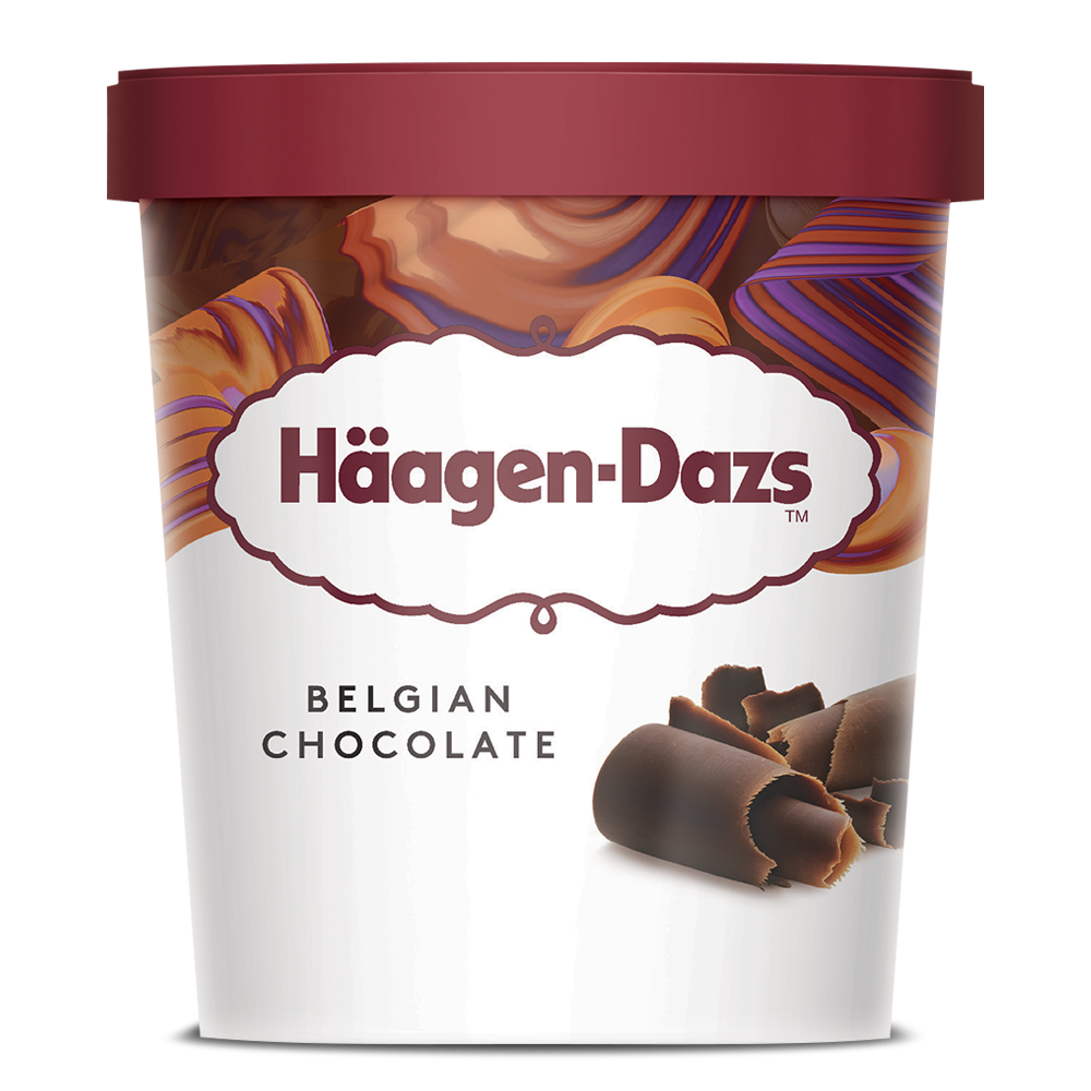 A pint of Häagen Dazs Belgian Chocolate ice cream